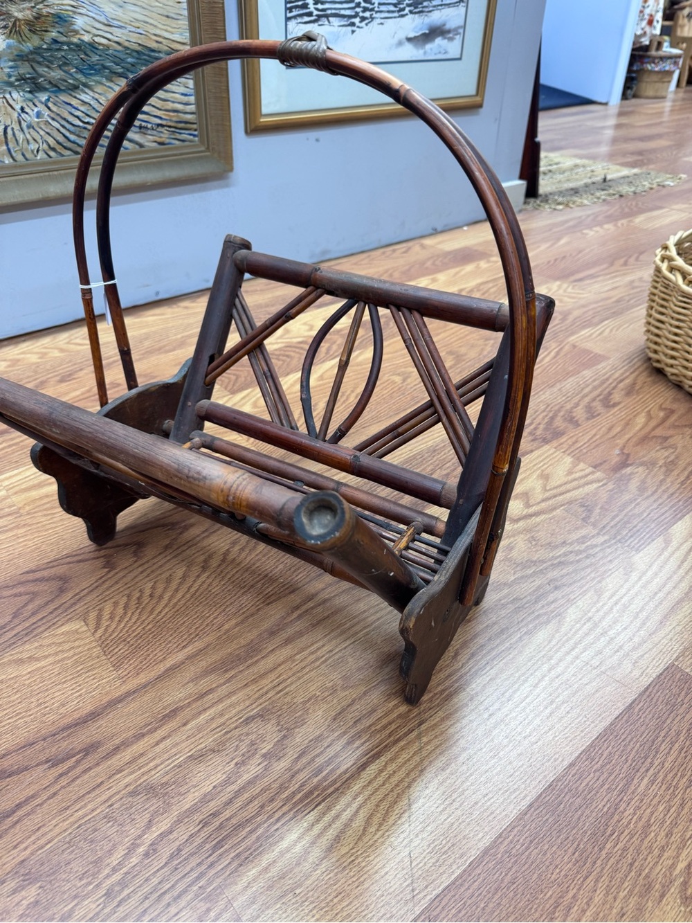 Vintage Bamboo & Rattan Magazine Rack/Blanket Storage - Picture 3 of 5